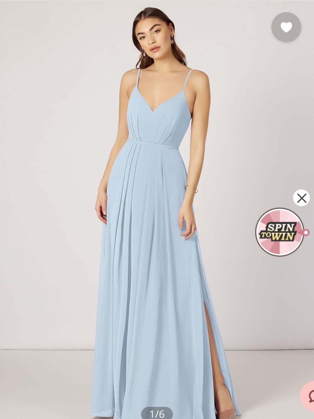 Azazie Light Blue Spaghetti-Strap V-Neck Maxi Dress